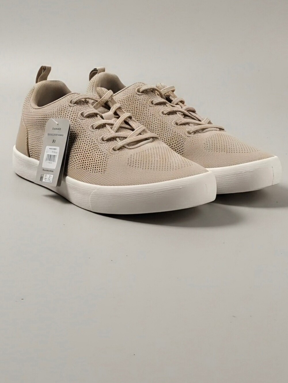 Men's Knit Lace-Up Sneakers in Beige 9 1/2